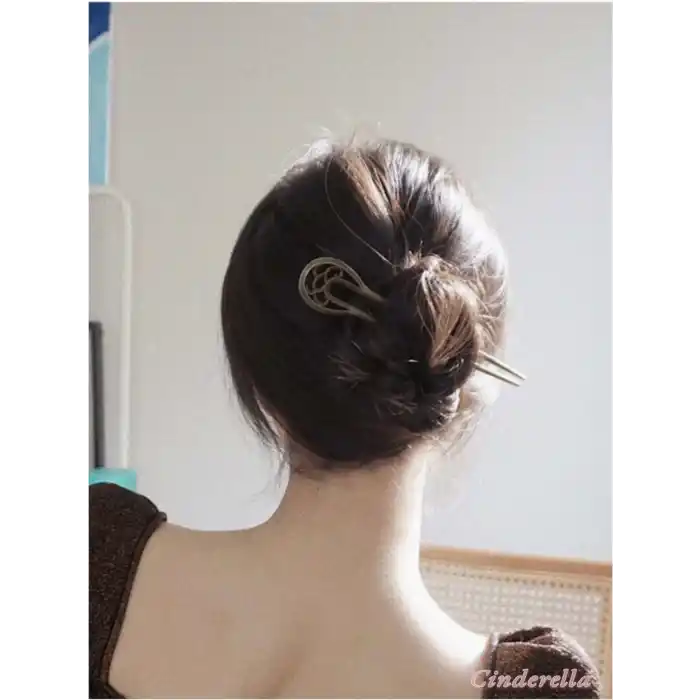 Oymalı Boho Tarz Metal Topuz Tokası 16cm - Antik Vintage Model Çubuk Saç Topuz Çubuğu