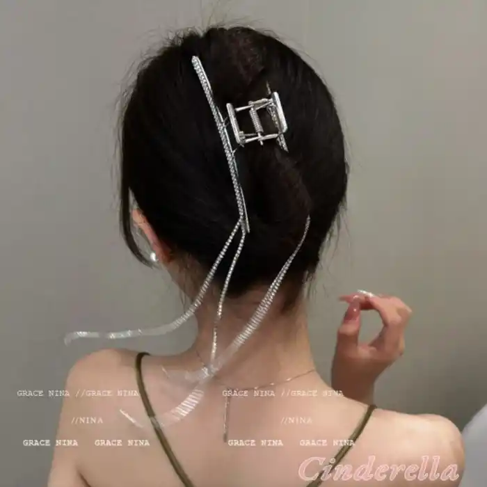 Özel Gün Kristal Taşlı Sarkıt Model Büyük Metal Mandal Toka - Yeni Trend Kadın Mandallı Saç Tokası