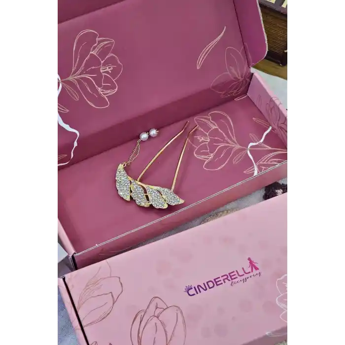 Özel Tasarım Hediyelik Kutulu İncili Taşlı Topuz Tokası - Eşe Anneler Sevgililer Doğum Günü Hediyesi