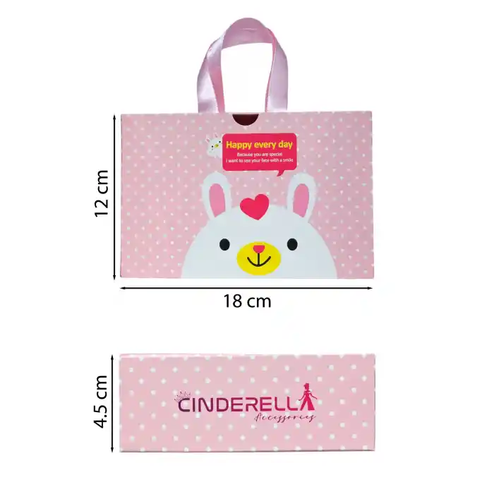 Özel Tasarım Sevimli Pembe Hediye Kutusu 12x18cm - Saten Kulplu Boş Çanta Hediyelik Toka Kutusu