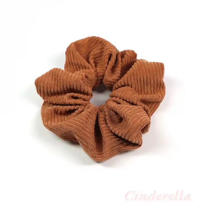 Pamuklu Yumuşak Kumaş Kadın Büyük Scrunchie Toka Açık Kahve - Rahat Simit Lastik Saç Tokası