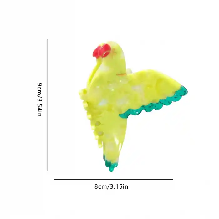 Papağan Kuş Model Lüks Asetat Kemik Mandal Toka 9cm - Trend Moda Kadın Mandallı Saç Tokası Hediyelik