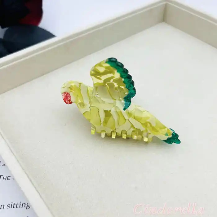 Papağan Kuş Model Lüks Asetat Kemik Mandal Toka 9cm - Trend Moda Kadın Mandallı Saç Tokası Hediyelik