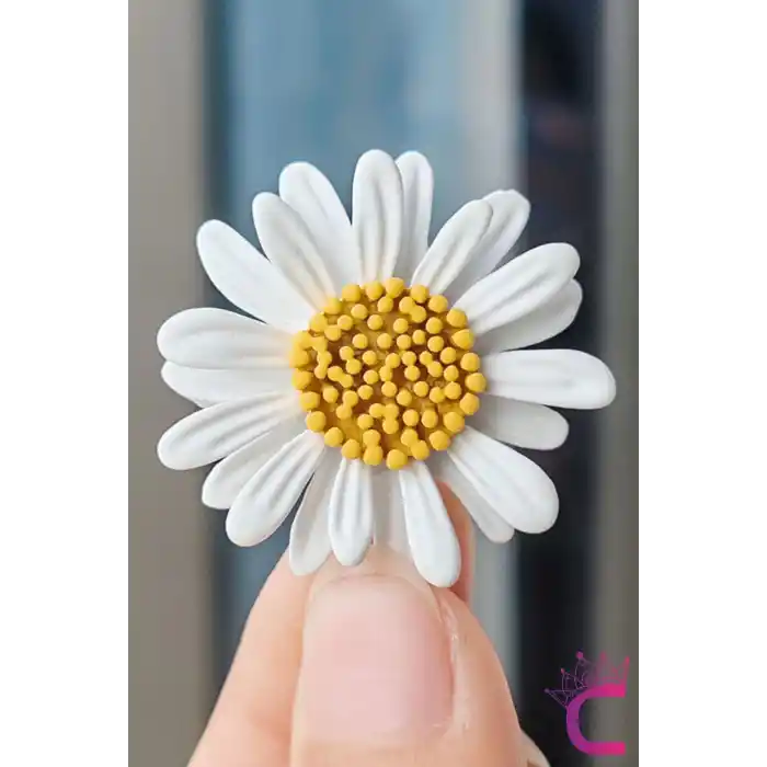 Papatya Çiçek Tasarım Broş - Hediyelik Elbise Çanta Şapka Ceket Aksesuar Kadın Yaka İğnesi Broşu