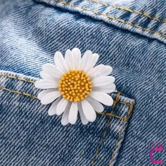 Papatya Çiçek Tasarım Broş - Hediyelik Elbise Çanta Şapka Ceket Aksesuar Kadın Yaka İğnesi Broşu