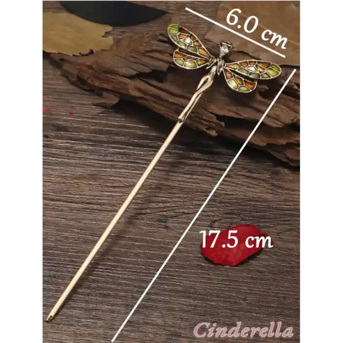 Peri Butterfly Tasarım Boho Metal Topuz Tokası 17cm - Yeni Trend Çubuk Toka Saç Topuz Çubuğu