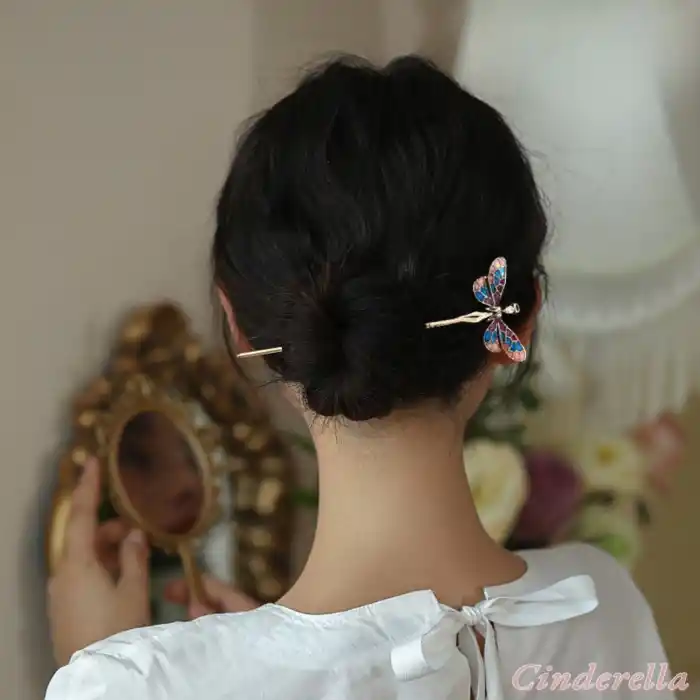 Peri Butterfly Tasarım Boho Metal Topuz Tokası 17cm - Yeni Trend Çubuk Toka Saç Topuz Çubuğu