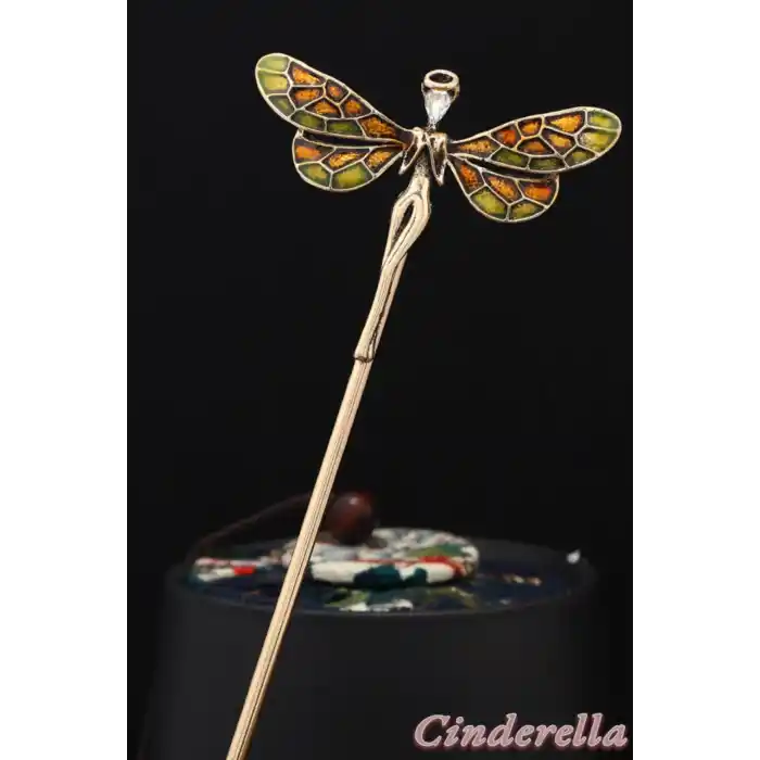 Peri Butterfly Tasarım Boho Metal Topuz Tokası 17cm - Yeni Trend Çubuk Toka Saç Topuz Çubuğu