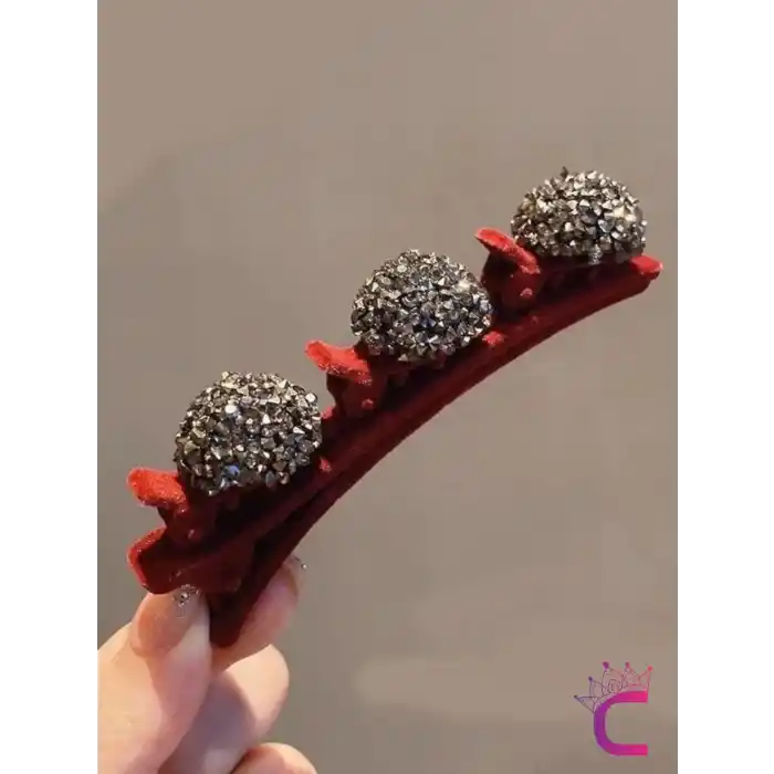Saç Bükücü Kadife Dokulu Yan Saç Tokası Bordo - Mini Taşlı Yumuşak Klips Pens Toka Saç Aksesuarı
