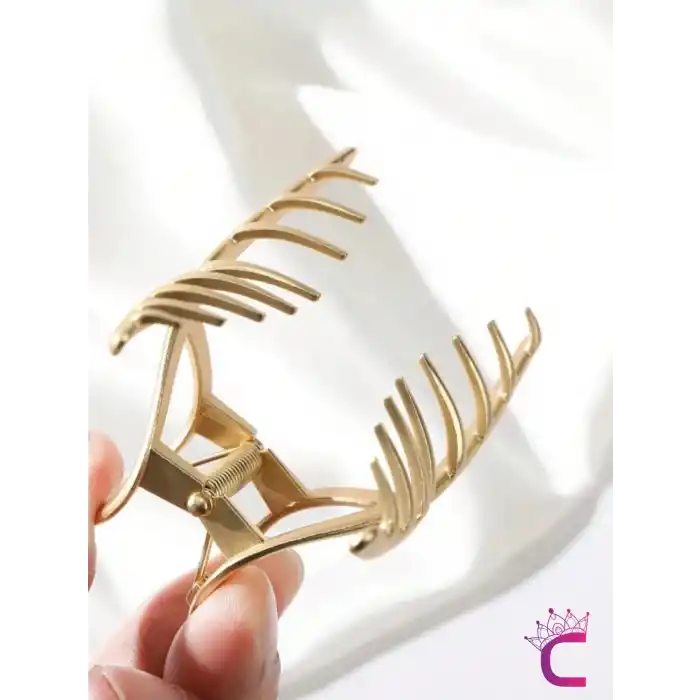 Sade Şık Klasik Model Gold Metal Kadın Mandal Toka 11.5cm- Hediyelik Zarif Mandallı Saç Topuz Tokası