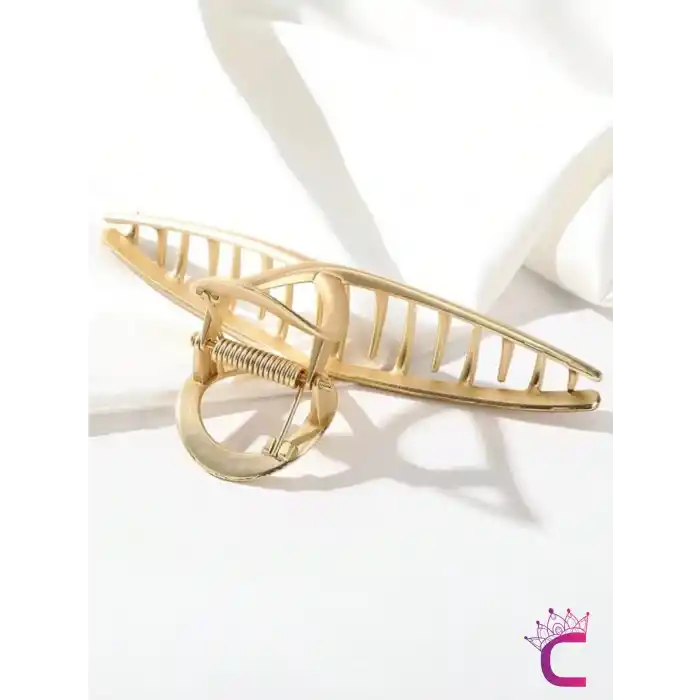Sade Şık Klasik Model Gold Metal Kadın Mandal Toka 11.5cm- Hediyelik Zarif Mandallı Saç Topuz Tokası