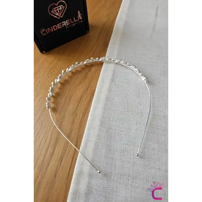 Sarmaşık Yapraklı Çiçekli Zirkon Taşlı Gelin Tacı Gümüş - Düğün Nişan Söz Doğum Günü Taç Saç Bandı