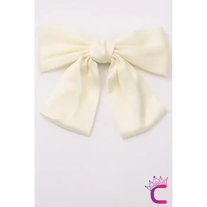 Saten Fiyonklu Kurdele - Zarif Kadın Otomatik Büyük Fiyonk Toka Kurdeleli Klipsli Saç Tokası