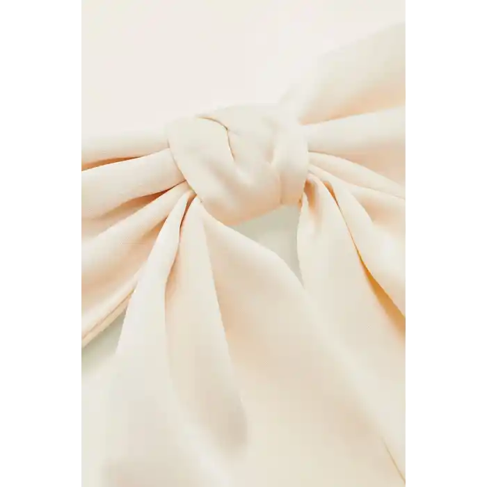 Saten Fiyonklu Kurdele - Zarif Kadın Otomatik Büyük Fiyonk Toka Kurdeleli Klipsli Saç Tokası