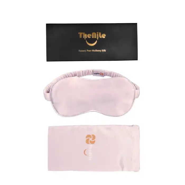 Sertifikalı %100 Saf İpek Uyku Maskesi Pembe - Seyahat Taşıma Kılıflı Terletmez Uyku Gözlüğü Bandı