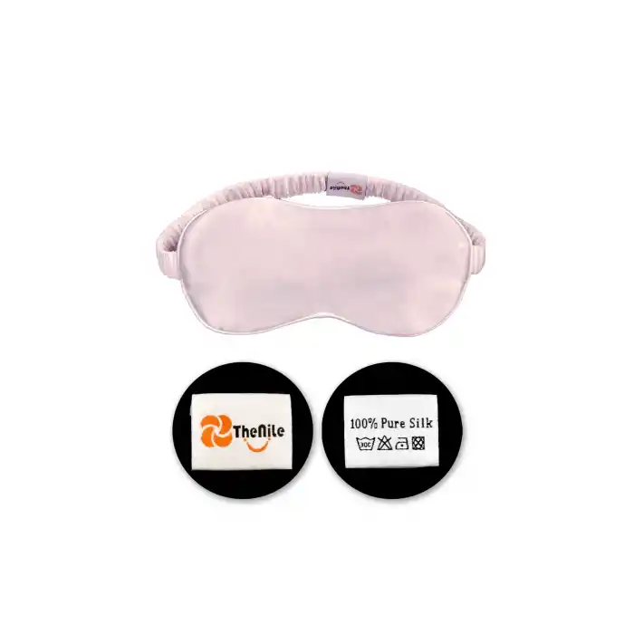 Sertifikalı %100 Saf İpek Uyku Maskesi Pembe - Seyahat Taşıma Kılıflı Terletmez Uyku Gözlüğü Bandı