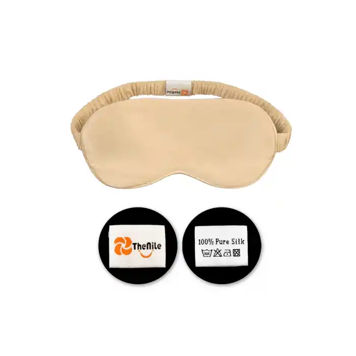 Sertifikalı %100 Saf İpek Uyku Maskesi Şampanya Gold - Seyahat Taşıma Kılıflı İpek Uyku Göz Bandı
