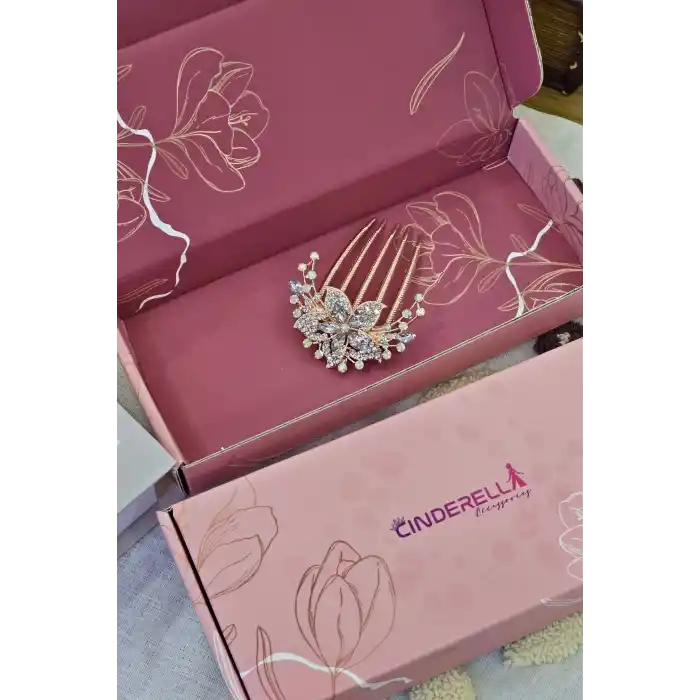 Sevgililer Günü Hediyesi Zarif Çiçekli Taraklı Topuz Tokası Yılbaşı Doğum Günü Sevgiliye Hediyelik