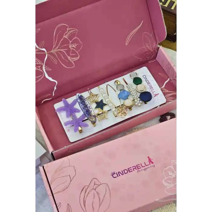 Sevgiliye Özel Çiçek Kutulu Hediyelik Toka Seti - Kadına Kız Arkadaşa Sevgililer Doğum Günü Hediyesi