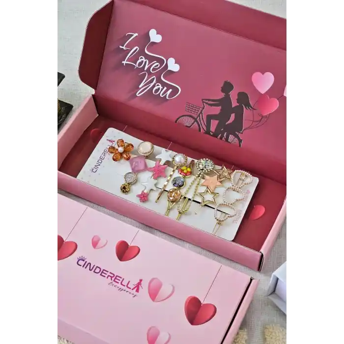 Sevgiliye Özel Kutulu Hediyelik Toka Seti - Kadına Kız Arkadaşa Yılbaşı Sevgililer Günü Hediyesi