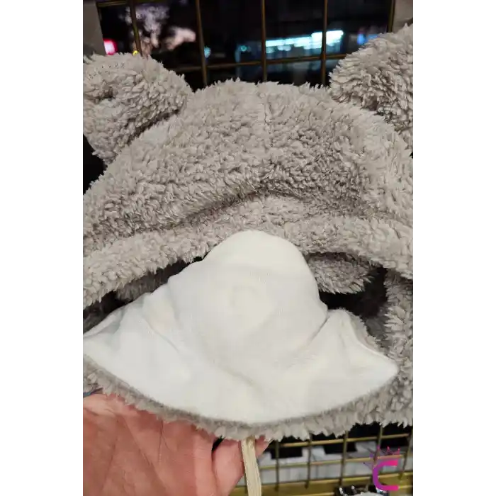 Sevimli Ayıcıklı Yumuşak Peluş Bere Boyunluklu Şapka Atkı Bir Arada Mavi 3-12 Yaş Kışlık Hediyelik