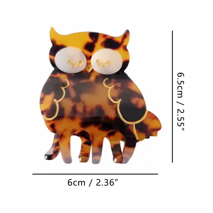 Sevimli Baykuş Model Lüks Asetat Kemik Mandal Toka 6cm - Kadın Aksesuar Mandallı Saç Tokası