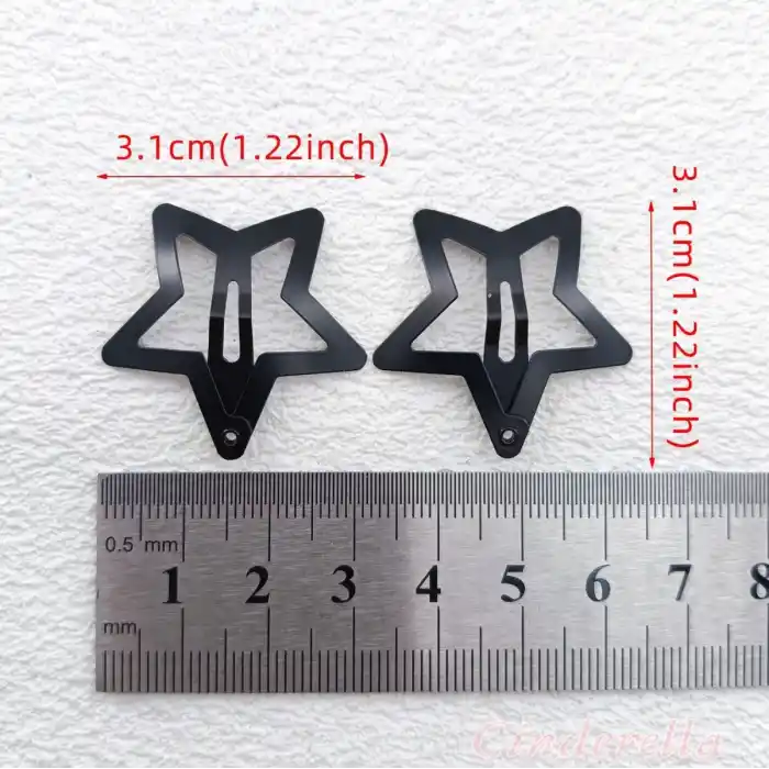 Siyah Yıldız Çıt Çıt Toka Y2k Star Style