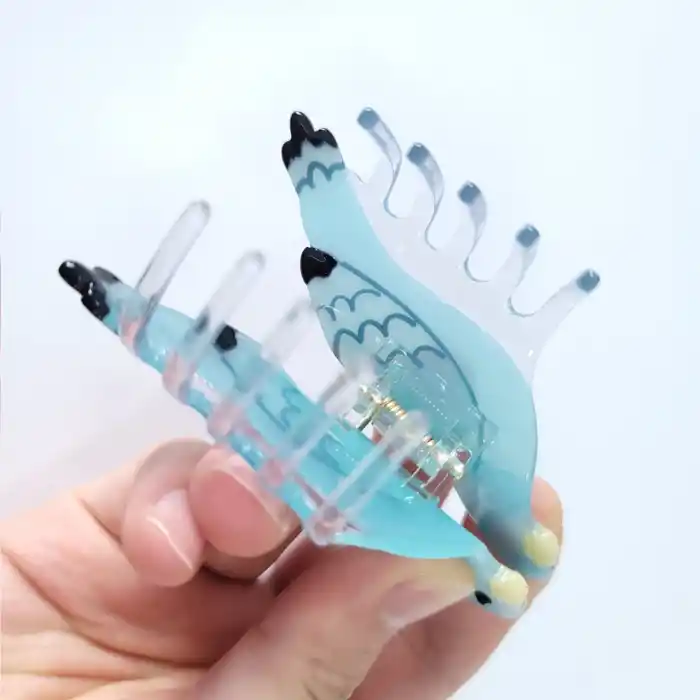 Soluk Mavi Muhabbet Kuşu Lüks Asetat Mandal Toka 8.5cm - Deniz Aksesuar Kadın Mandallı Saç Tokası