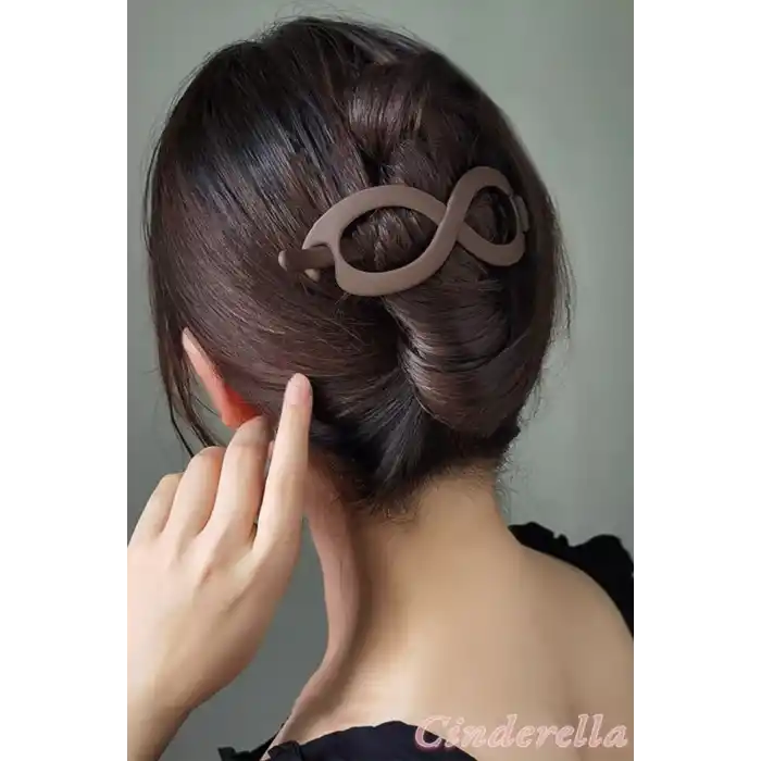 Sonsuz Şekilli Kadın Bahar Saç Tokası Kahverengi - Sade ve Şık Klipsli Saç Topuz Tokası