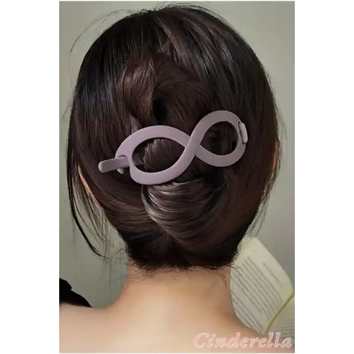Sonsuz Şekilli Kadın Bahar Saç Tokası Mürdüm - Sade ve Şık Klipsli Saç Topuz Tokası
