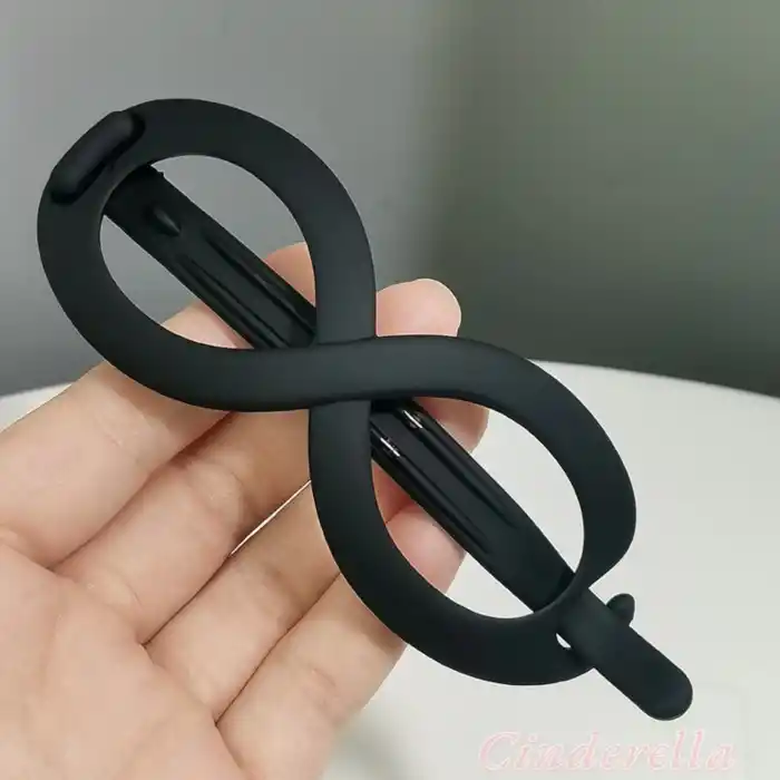 Sonsuz Şekilli Kadın Bahar Saç Tokası Siyah - Sade ve Şık Klipsli Saç Topuz Tokası