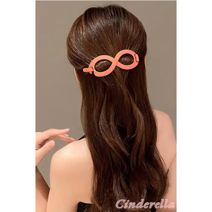 Sonsuz Şekilli Kadın Bahar Saç Tokası Turuncu - Sade ve Şık Klipsli Saç Topuz Tokası