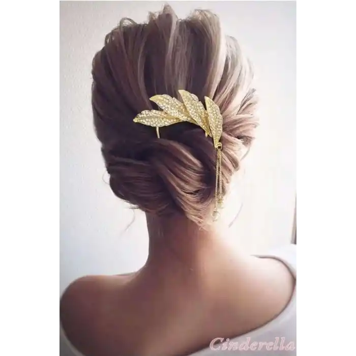 Tüy Tasarım Sallantılı İncili Metal Topuz Tokası - Anne Öğretmen Arkadaş Hediyelik Saç Aksesuarı