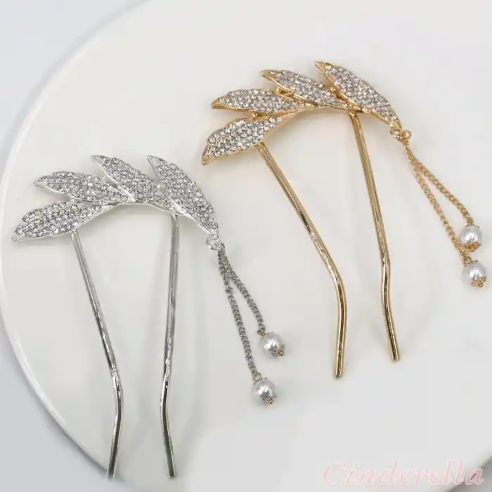 Tüy Tasarım Sallantılı İncili Metal Topuz Tokası - Anne Öğretmen Arkadaş Hediyelik Saç Aksesuarı