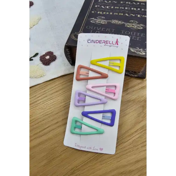 Üçgen Model Çıtçıt Toka Seti - Renkli Çıt Çıt Saç Tokası - Kız Çocuk Çıtçıtlı Yan Toka