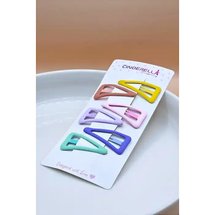 Üçgen Model Çıtçıt Toka Seti - Renkli Çıt Çıt Saç Tokası - Kız Çocuk Çıtçıtlı Yan Toka