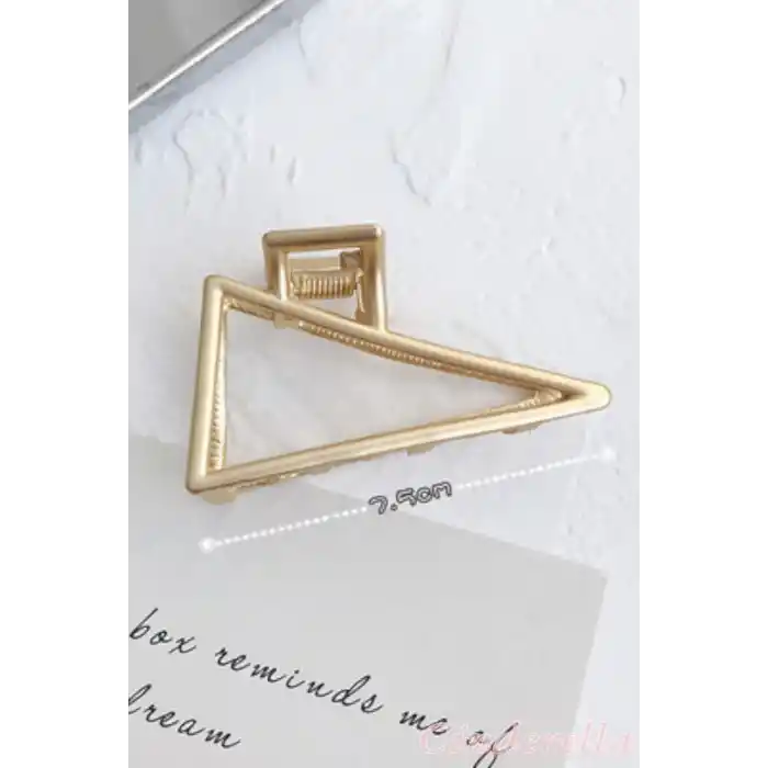 Üçgen Model Kadın Gold Metal Mandal Toka - Orta Boy Sıkı Toplayan Lüks Mandal Saç Tokası