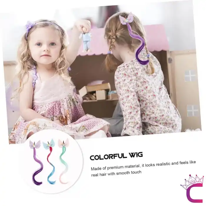 Unicorn Lila Pullu Kız Çocuk Saç Postiş Toka - Hediye Çocuk Takma Saç Aksesuar At Kuyruğu Pens Toka