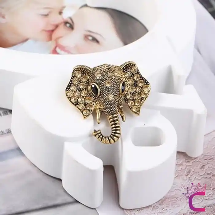 Vintage Unisex Kadın Erkek Tasarım Fil Broş - Hediyelik Damatlık Takım Elbise Yaka Rozeti İğnesi