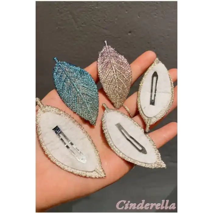 Yaprak Dökümü Tasarım Kumaş Dokulu Çıtçıt Saç Tokası - Yeni Sezon Yan Saç Çıt Çıt Klips Toka Model-2