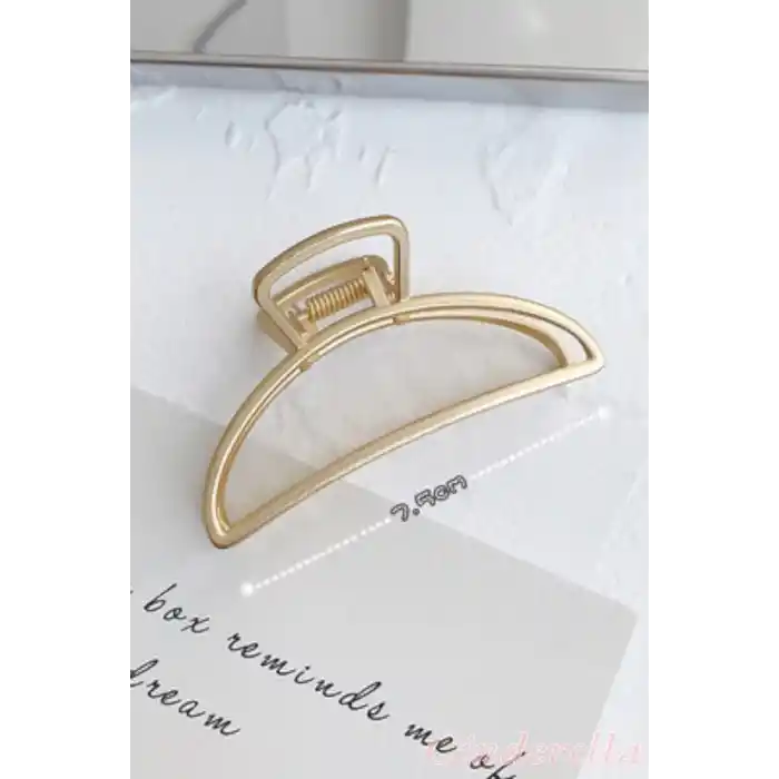 Yarım Ay Model Kadın Gold Metal Mandal Toka - Orta Boy Sıkı Toplayan Lüks Mandal Saç Tokası