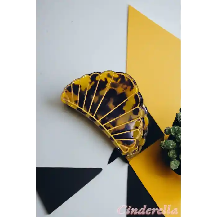 Yeni Trend Deniz Kabuğu İstiridye Lüks Kemik Mandal Toka - Gold Detaylı Modern Sıkı Saç Tokası