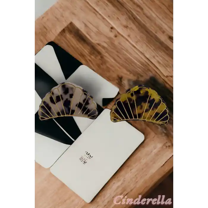 Yeni Trend Deniz Kabuğu İstiridye Lüks Kemik Mandal Toka - Gold Detaylı Modern Sıkı Saç Tokası