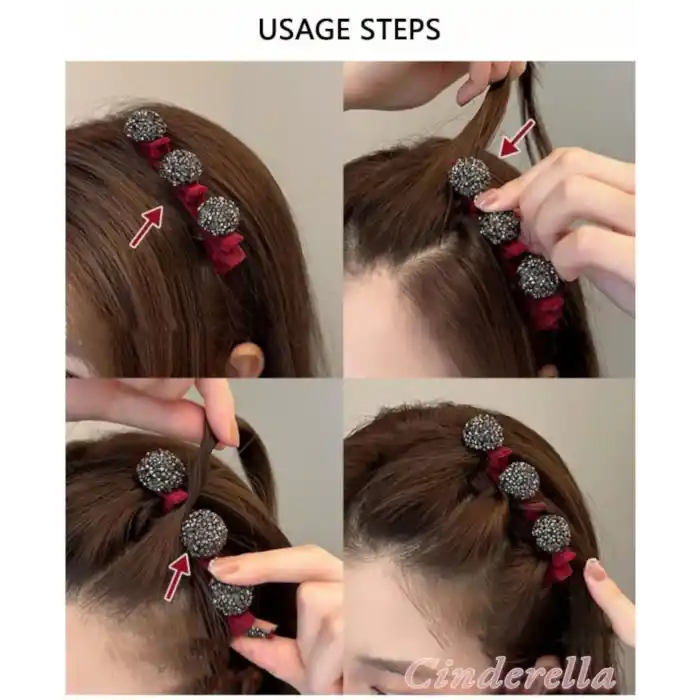 Saç Bükücü Kadife Dokulu Yan Saç Tokası Siyah - Yeni Trend Taşlı Pens Klips Toka Saç Aksesuarı