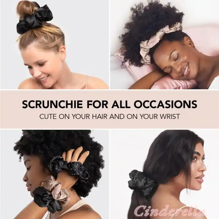 Yumuşak Saten Büyük Boy Pillow Scrunchie Toka Bej - Rahat Geniş Esnek Simit Lastikli Saç Tokası