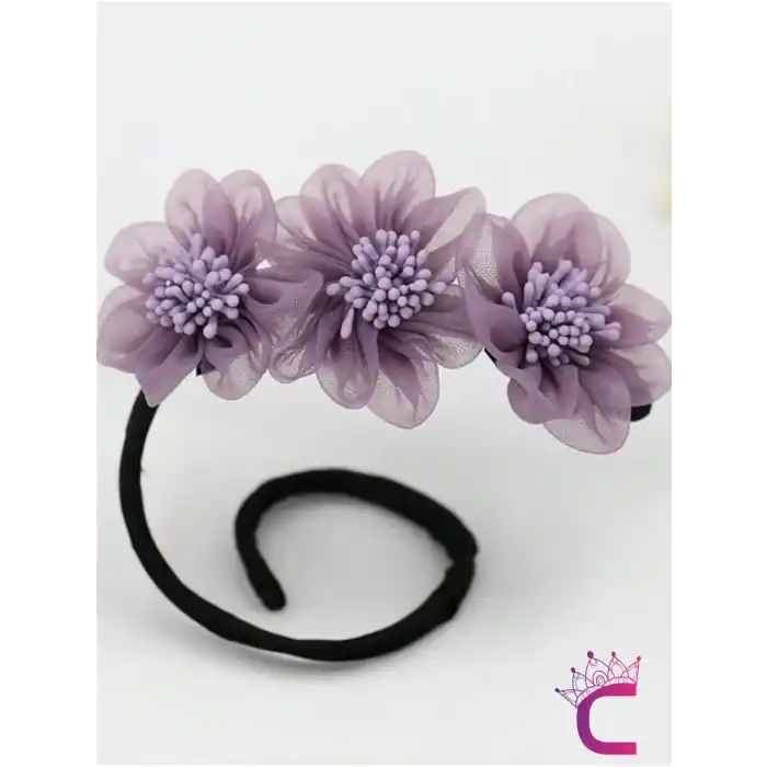 Zarif Chiffon Çiçekli Kadın Kolay Telli Saç Topuz Tokası Lila - Sihirli Pratik Saç Toplama Aparatı