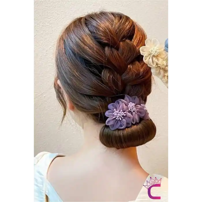Zarif Chiffon Çiçekli Kadın Kolay Telli Saç Topuz Tokası Lila - Sihirli Pratik Saç Toplama Aparatı