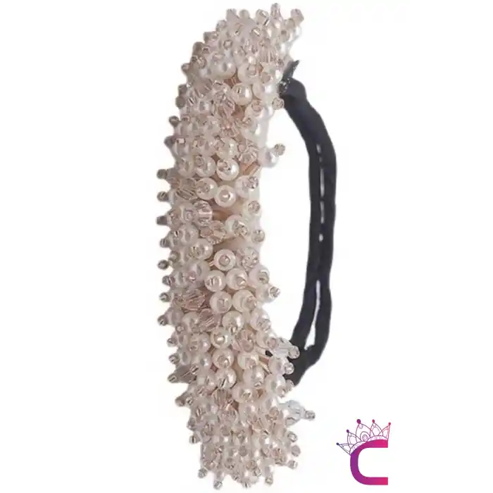 Zarif İncili Taşlı Kadın Kolay Saç Topuz Tokası - Sihirli Şekil Alabilen Telli Topuz Tokası