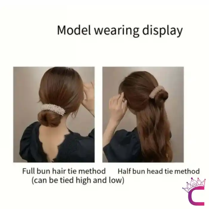 Zarif İncili Taşlı Kadın Kolay Saç Topuz Tokası - Sihirli Şekil Alabilen Telli Topuz Tokası