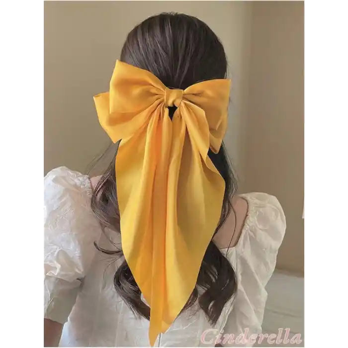 Zarif Kadın Saten Büyük Fiyonk Otomatik Toka Gold - Kurdele Fiyonklu Klipsli Saç Tokası